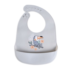 Baveta din silicon cu buzunar de colectare Cangaroo Rooibos, Grey