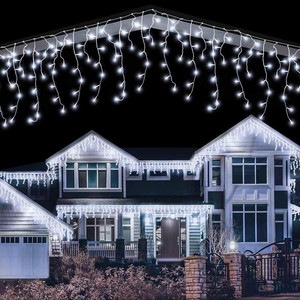 Instalatie Craciun Turturi SIKS, 5 M, 120 Led-uri, 8 Jocuri De Lumini, Franjuri, Exterior/Interior, Alb Rece