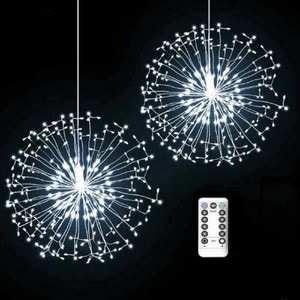 Instalatie De Craciun SIKS 5 Tip Focuri De Artificii Decorative, Interconectabila,500 Led, 8 Moduri De Iluminare, Lungime 5m, Alb rece