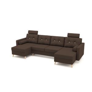 Coltar U Shape extensibil, BONZO Stofa Brown de 4 locuri, 295 x 140 x 90 cm