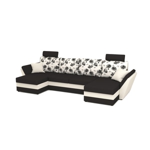 Canapea extensibila Palma B&W Flolim, U Shape cu 2 tetiere, 326 x 140 x 80 cm