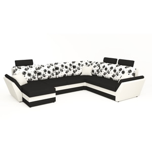 Canapea extensibila Palma B&W Flolim Double Corner cu 3 tetiere, 318 x 248 x 80 cm