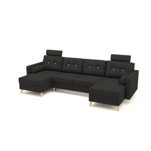 Coltar U Shape extensibil, BONZO Stofa Black de 4 locuri, 295 x 140 x 90 cm