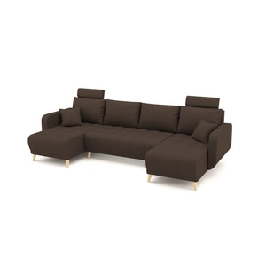 Coltar U Shape extensibil, LIDYA Stofa Brown de 4 locuri, 300 x 140 x 90 cm