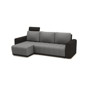 Coltar extensibil, reversibil Lina Gri/Negru cu 1 tetiera, 244 x 90 x 80 cm