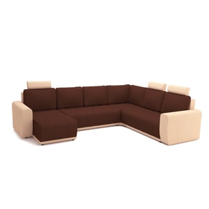 Canapea extensibila Lina, Double Corner Bordo cu 3 tetiere, 312 x 240 x 80 cm