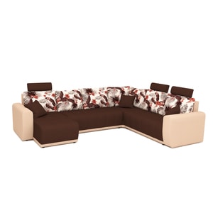 Canapea extensibila Lina, Double Corner Bordo Tropic cu 3 tetiere, 312 x 240 x 80 cm