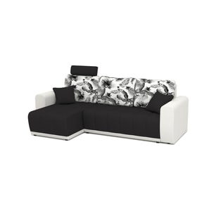 Coltar extensibil, reversibil Lina B&W Tropic cu 1 tetiera, 244 x 90 x 80 cm