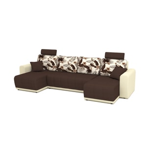 Canapea extensibila, Lina U Shape Maro Tropic cu 2 tetiere, 314 x 140 x 80 cm