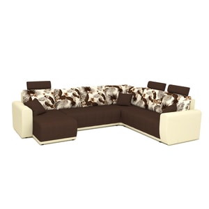Canapea extensibila Lina, Double Corner Maro Tropic cu 3 tetiere, 312 x 240 x 80 cm