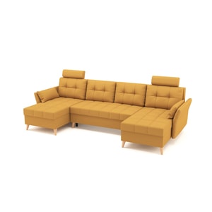 Coltar U Shape extensibil, SIDNY Mustar de 4 locuri, 300 x 140 x 90 cm