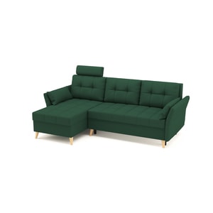 Coltar extensibil, reversibil SIDNY Catifea Verde de 3 locuri, 230 x 140 x 90 cm