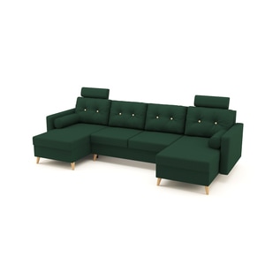 Coltar U Shape extensibil, BONZO Verde de 4 locuri, 295 x 140 x 90 cm