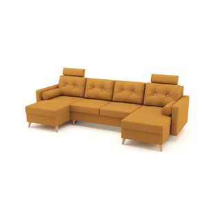 Coltar U Shape extensibil, BONZO Mustar de 4 locuri, 295 x 140 x 90 cm