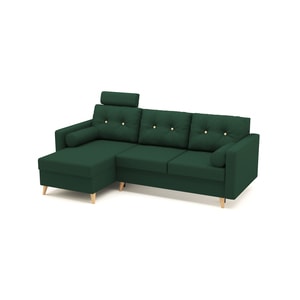 Coltar extensibil, reversibil BONZO Catifea Verde de 3 locuri, 225 x 140 x 90 cm