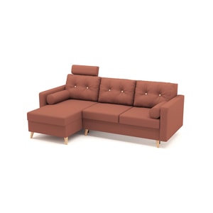 Coltar extensibil, reversibil BONZO Catifea Roz de 3 locuri, 225 x 140 x 90 cm