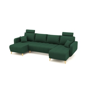 Coltar U Shape extensibil, LIDYA Verde de 4 locuri, 300 x 140 x 90 cm