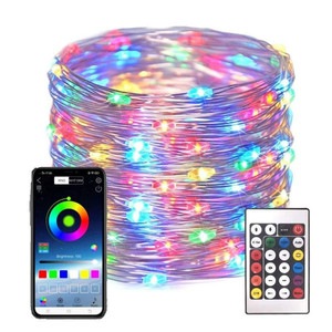 Instalatie de Craciun Liniara LED RGB Smart SIKS, Control prin Aplicatie Telefon, Telecomanda, Joc de Lumini pe Muzica, IP65 Waterproof, Conexiune USB, 10m, Multicolor