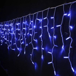 Instalatie Craciun Turturi SIKS, Ghirlanda Curgatoare, 140 LED-uri, 8 Jocuri de Lumini, Franjuri, Exterior/Interior, Fir Alb, 7 M , Interconectabila, Albastru