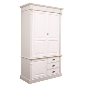 Dulap cu 3 usi si 3 sertare, Colectia Directoire, culoare corp crem P015, culoare usi si sertare alb P039, dublu color, 100% lemn masiv