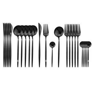 Set Tacamuri SIKS 24 Piese Stil Portughez, Otel Inoxidabil, Negru