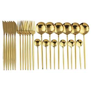 Set Tacamuri SIKS, 24 Piese, 6 Persoane, Maner Auriu