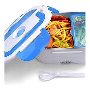 Cutie alimentara SIKS electrica pentru incalzirea pranzului, cu recipiente detasabile, alb/albastru