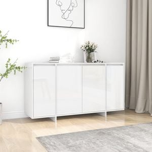 Servanta, alb extralucios, 135x41x75 cm, PAL, sol-809599