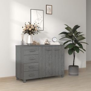 Servanta, gri inchis, 113x40x80 cm, lemn masiv de pin, sol-340446