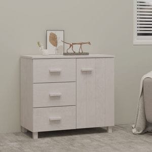 Servanta, alb, 90x40x80 cm, lemn masiv de pin, sol-340429