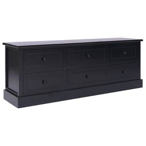 Comoda TV, negru, 108x30x40 cm, lemn masiv de paulownia, sol-338528
