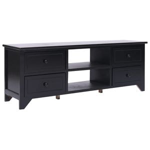 Comoda TV, negru, 108x30x40 cm, lemn masiv de paulownia, sol-338518