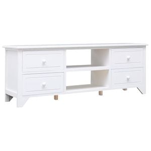 Comoda TV, alb, 108x30x40 cm, lemn masiv de paulownia, sol-338517