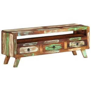 Comoda TV, 110x30x40 cm, multicolor, lemn masiv reciclat, sol-337063