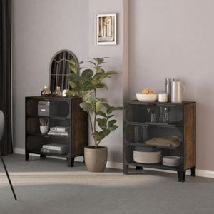 Dulapuri de depozitare 2 buc. maro rustic 72x36x82 cm metal/MDF, sol-3095971