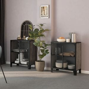 Dulapuri de depozitare, 2 buc., gri, 72x36x82 cm, metal/MDF, sol-3095970