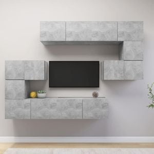 Set dulapuri TV, 8 piese, gri beton, PAL, sol-3079143