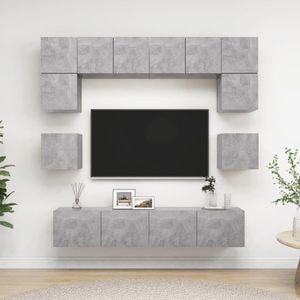 Set dulapuri TV, 8 piese, gri beton, PAL, sol-3079111