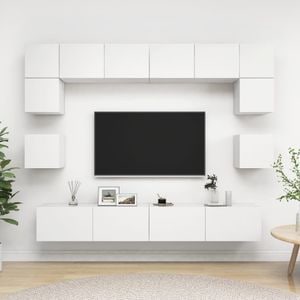Set dulap TV, 8 piese, alb, PAL, sol-3078692