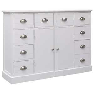 Servanta cu 10 sertare, alb, 113 x 30 x 79 cm, lemn, sol-284175