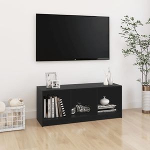 Comoda TV, negru, 104x33x41 cm, lemn masiv de pin, sol-809964
