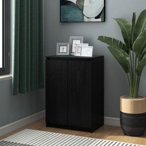 Servanta, negru, 60x36x84 cm, lemn masiv de pin, sol-808112