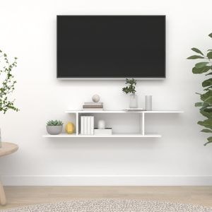 Raft TV cu montaj pe perete, alb, 125x18x23 cm, PAL, sol-806989