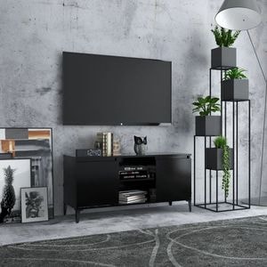 Comoda TV cu picioare metalice, negru, 103,5x35x50 cm, sol-805969