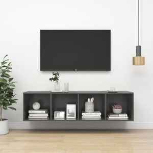 Dulap TV VidaXL Sol-805497, PAL, 37 x 37 x 142.5 cm, gri extralucios