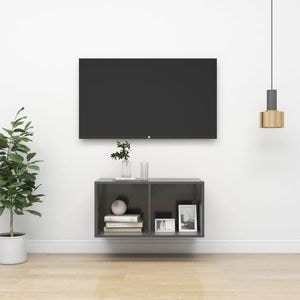 Comoda TV VidaXL Sol-805475, PAL, 37 x 37 x 72 cm, gri extralucios