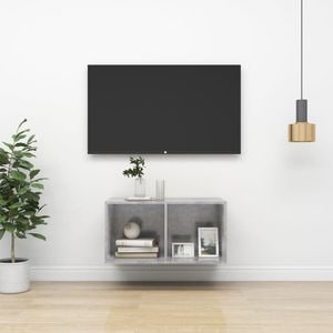 Comoda TV VidaXL Sol-805475, PAL, 37 x 37 x 72 cm, gri beton