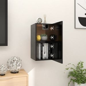 Dulap TV VidaXL Sol-804485, lemn, 30.5 x 30 x 30 cm, 2 bucati, negru