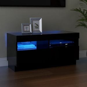 Comoda TV cu lumini LED, negru, 80x35x40 cm, sol-804446