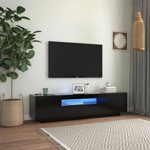 Comoda TV cu lumini LED, negru, 160x35x40 cm, sol-804428